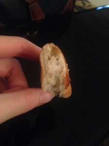 See? It's white on the inside. It looks like normal pizza crust, and underneath all the salt, it tastes like it, too.